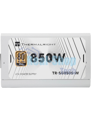 Блок питания Thermalright, 850W 80+ Gold (ATX, 3.1, PCIe 5.1, Non-modular, 1x24(20+4)pin, 1xCPU 8(4+4)pin, 2xPCIe*2 8(6+2)pin, 5xSATA3, 1x12+4pin (12VHPWR PCIe 5.1 12+4pin 600mm), 3xMOLEX4pin, Active, 120x120мм, 150x140x86mm, APFC, white)