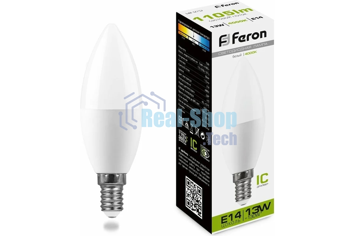 Лампа светодиодная Feron LB-970 (38108) 13 вт E14 белый матовая свеча