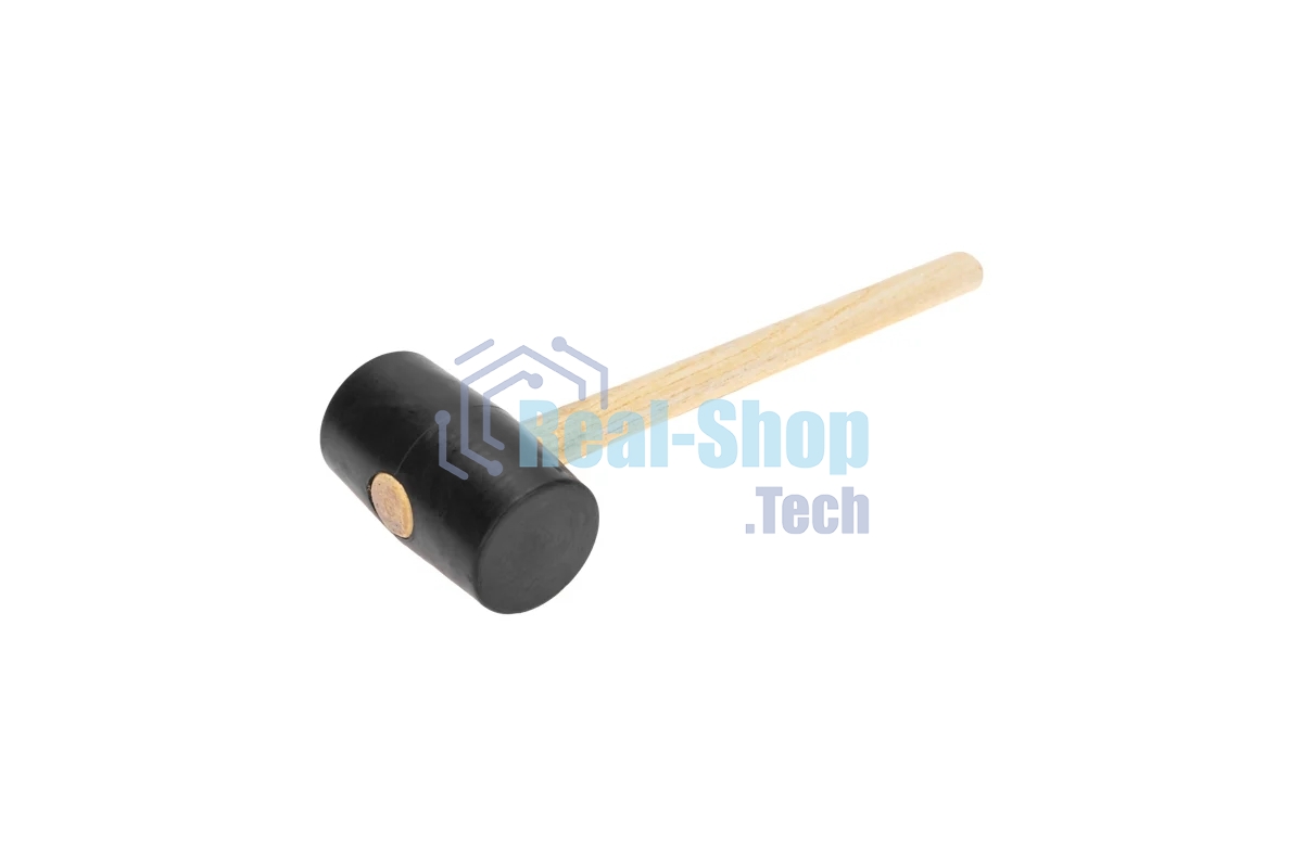 Киянка резиновая Kranz KR-12-8145 910 г, черная резина, деревянная рукоятка