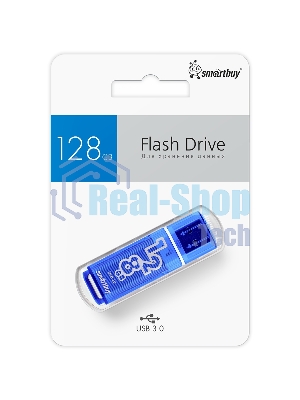 Флешка USB SmartBuy Glossy Dark Blue (SB128 GbGS-DB), 128Gb, USB 3.0, R/W 75/30, темно-синий