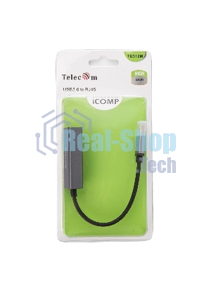 Кабель-переходник USB 3.0 (Am) --> LAN RJ-45 Ethernet 1000 Mbps, Aluminum Shell,Telecom TU312M