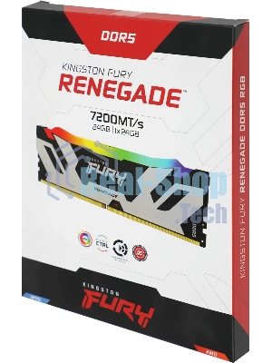 Оперативная память Kingston Fury Renegade RGB, DDR5, 24GB (1x24 GB), 7200 MHz, CL38, радиатор, RGB, серебристый