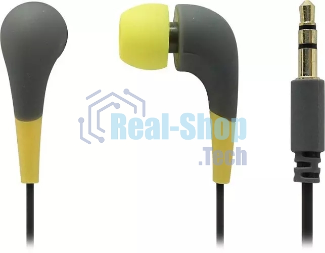 Проводные наушники Smartbuy Curve желтый/серый, внутриканальные, Jack 3.5 мм, покрытие soft-touch, сменные амбушюры