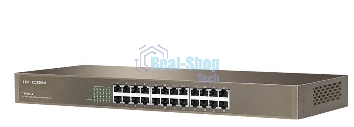 Коммутатор неуправляемый IP-COM F1024 24 порта, 24x100 Мбит/с, установка в стойку, металлический корпус