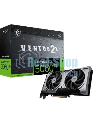 Видеокарта MSI RTX 5060 Ti VENTUS 2X OC PLUS, NVIDIA RTX 5060 Ti, 16 ГБ GDDR7, 128 бит, PCI-e 5.0, 1xHDMI, 3xDP, 2602 МГц