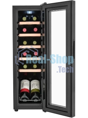 Винный шкаф ZÜGEL ZCWF123B черный, 32 л, 1 отсек, 12 бут.
