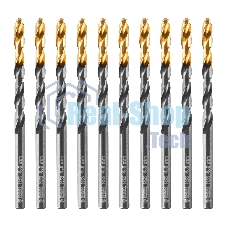Сверло по металлу Denzel 4,8 мм, HSS-Tin, Golden Tip, 10 шт.