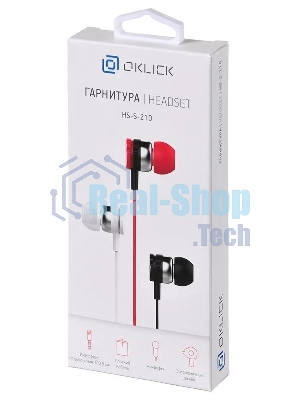 Проводные наушники Oklick HS-S-210 красный, внутриканальные, Jack 3.5 мм