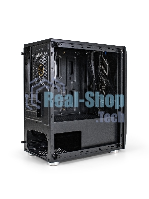 Компьютерный корпус Minitower ExeGate Mistery R2-NPX600 (mATX, БП 600NPX с вент. 12 см, 2*USB+1*USB 3.0, аудио, черный, 1 вент. 12см с RGb подсветкой и полоса на передней панели, боковая панель - закаленное стекло)