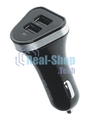 Автомобильное зарядное устройство QUMO 3A, 2 USB, 1A+2A черный