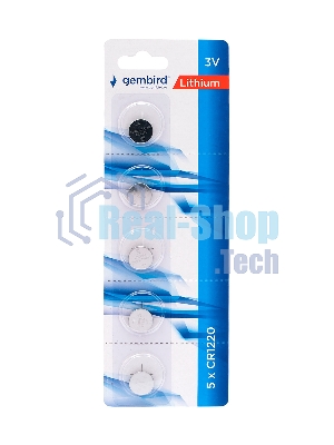 Батарейки литиевые Gembird Gb-CR1220-5B, тип CR1220, 5шт, блистер, 3 В