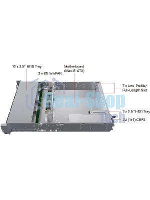 Серверный корпус Ablecom 2U CS-R29-04P E-ATX, ATX, Micro-ATX, Mini-ITX MBs; 12 x 3.5'' hs + 2 x 2.5'' hs rear; 800 Wt CRPS(1+1); no rails