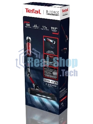 Пылесос вертикальный Tefal X-Force Flex TY2079WO черный/красный, питание от аккумулятора, 100 Вт, уборка сухая, пылесборник 0.4 л