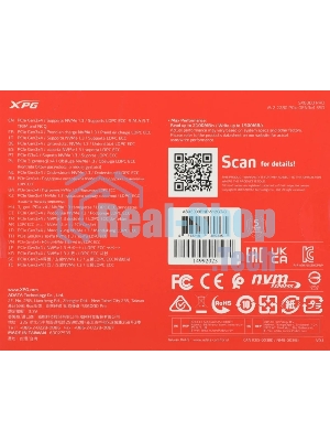 Накопитель SSD ADATA XPG GAMMIX S70 BLADE, 512Gb, PCIe 4.0 x4, M.2 2280, NVMe, R/W 7200/2600, с радиатором