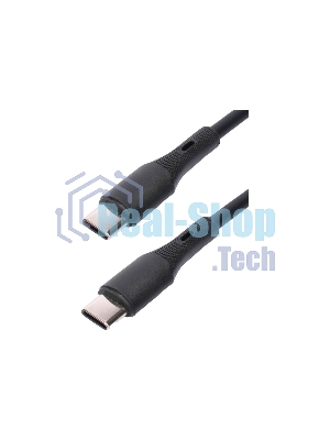 Кабель USB2.0 Cablexpert CC-USB2S-CMCM-1M-BK Type-C/Type-C, 3А, 65Вт, PD/QC3.0, силиконовый, 24 AWG, медь, 1м, черный, пакет