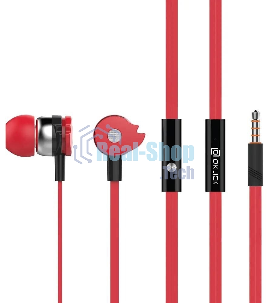 Проводные наушники Oklick HS-S-210 красный, внутриканальные, Jack 3.5 мм