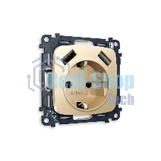 Комплект механизма электрической розетки OMEGA Шампань 2USB A+A 18W (быстрая зарядка) с/з QUANT (OP6090, VM155) MO609010