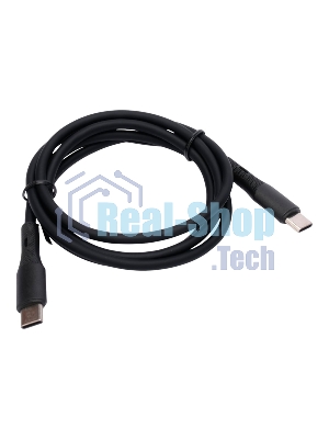 Кабель USB2.0 Cablexpert CC-USB2S-CMCM-1M-BK Type-C/Type-C, 3А, 65Вт, PD/QC3.0, силиконовый, 24 AWG, медь, 1м, черный, пакет