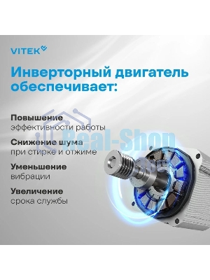 Стиральная машина Vitek VT-WME7208 класс: A+++ загр.фронтальная макс.:7кг белый инвертор