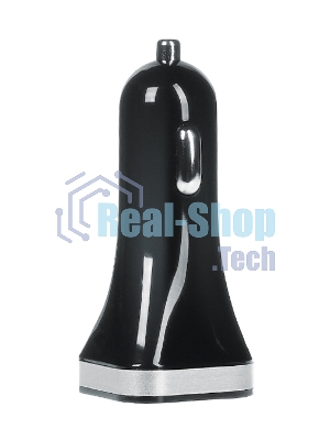 Автомобильное зарядное устройство QUMO 2A, 2 USB, 1A+1A черный, кабель Apple 8 pin в комплекте