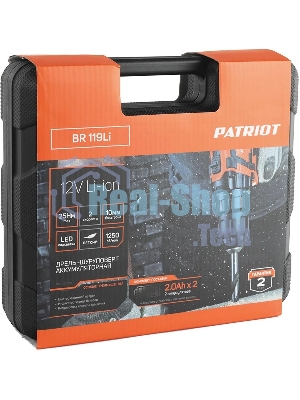 Дрель-шуруповерт Patriot BR 119Li, 12 В, 2 Ач, 30 Нм, щеточный
