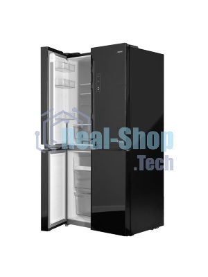 Холодильник Centek CT-1756 Black Glass Total NF черный двухкамерный 289/153л морозилка сбоку, No Frost, Side by Side