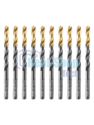 Сверло по металлу Denzel 5,5 мм, HSS-Tin, Golden Tip, 10 шт.