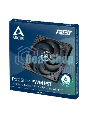 Вентилятор для корпуса Arctic P12 SLIM PWM PST черный, 120 мм, 2100 об/мин, 22.5 дБ, 4 pin