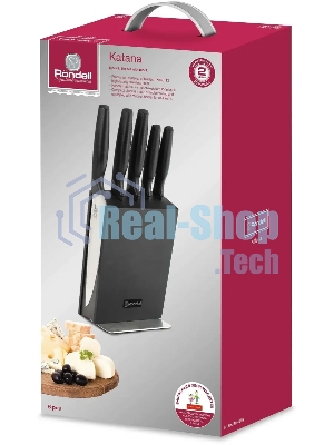 Набор ножей кухонных Rondell RD-1359 компл.: 6 предм. с подставкой, черный, подар. коробка
