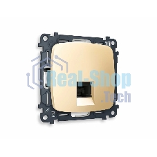 Комплект механизма компьютерной розетки OMEGA Шампань RJ-45(8P8C) CAT6 с шторкой QUANT (OP6120, VM188) MO612010