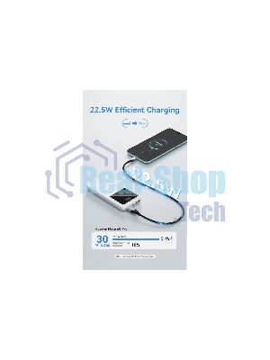 Портативный аккумулятор Vention 10000mAh(M/C-A/A)22.5W белый с LED Дисплеем