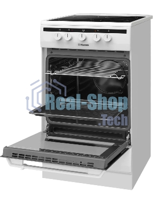 Плита электрическая Hansa FCCW54002 белый, конфорок 4 шт, духовка 68 л, 50 см x 85 см x 60 см