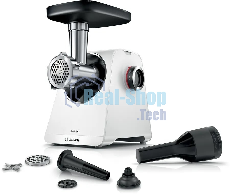 Мясорубка электрическая Bosch MFWS607W белый, 2100 Вт, 3.5 кг/мин, реверс, насадки - 4