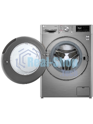 Стиральная машина LG F4V5RGP2T серебристая, загрузка фронтальная 10.5 кг, 1400 об/мин, класс A