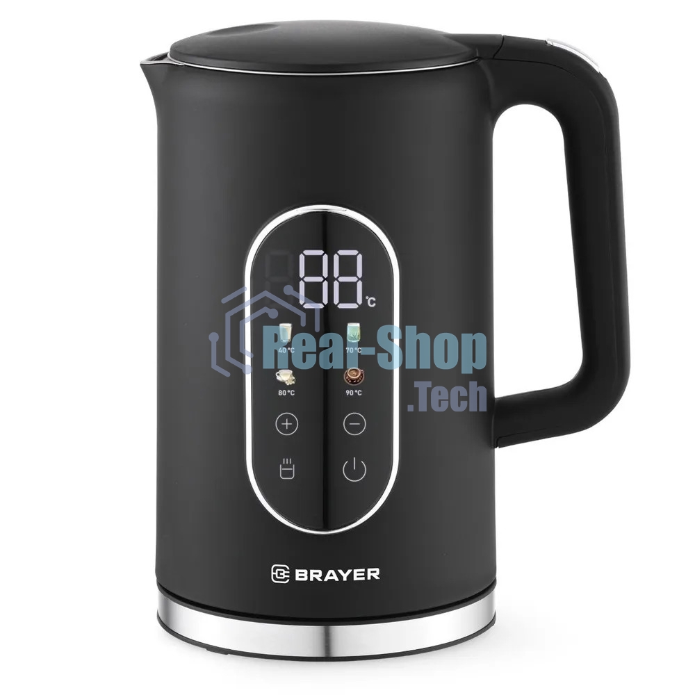 Чайник электрический BRAYER BR6107BK, черный, 1.7 л, 2200 Вт