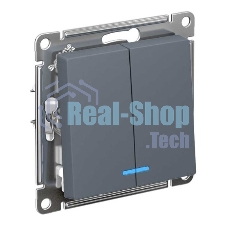 Механизм выключателя 2-кл. СП AtlasDesign 10А IP20 (сх. 5а) 10AX с подсветкой грифель