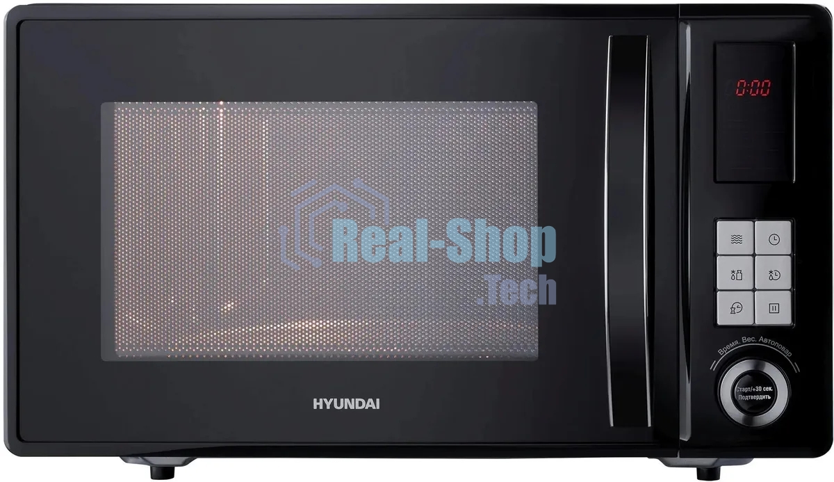Микроволновая печь Hyundai HYM-D3010 черный, 23 л, 800 Вт, переключатели - кнопки, поворотный механизм