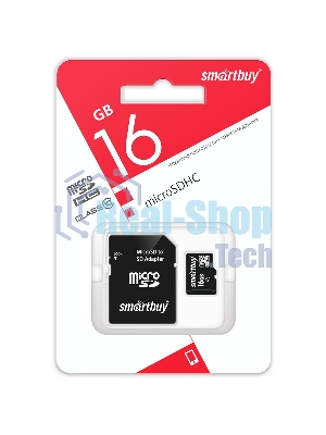 Флеш карта MicroSDHC (Transflash) 16Gb Smartbuy (Class 10)+SDадаптер