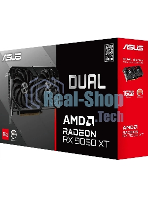 Видеокарта Asus PCI-E 5.0 DUAL-RX9060XT-16G AMD Radeon RX 9060XT 16Gb 128bit GDDR6 2550/20000 HDMIx1 DPx2 HDCP Ret