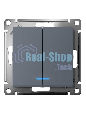 Механизм выключателя 2-кл. СП AtlasDesign 10А IP20 (сх. 5а) 10AX с подсветкой грифель