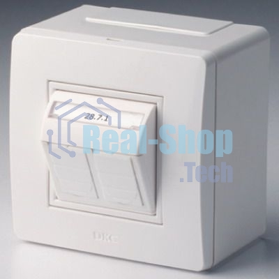 Коробка для миниканалов DKC (ДКС) 10656 с двумя телефонными/компьютерными розетками, белый