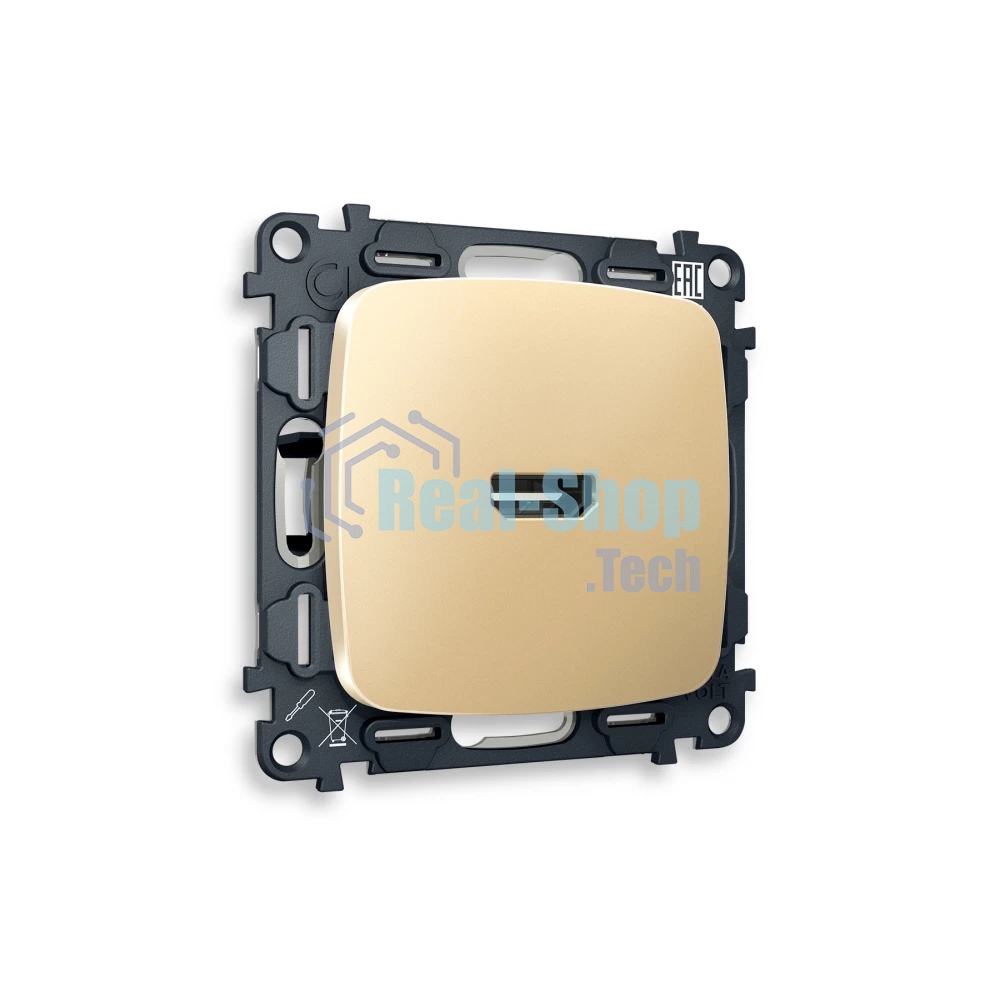 Комплект механизма розетки HDMI 2.0 OMEGA Шампань 40V/500mA 2.0GHz 5-18Gbit/s QUANT (OP6140, VM222) MO614010