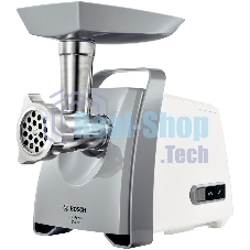 Мясорубка электрическая Bosch MFW 66020 белый/серый, 1800 Вт, 3.0 кг/мин, реверс, защита от перегрузки, насадки - 5