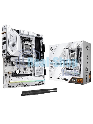 Материнская плата ASRock X870 STEEL LEGEND WIFI, AM5, AMD X870, 4xDDR5, 4xSATA, 3xM.2, 1xPCIe 5.0 x16, 1xPCIe 5.0 x4, 1xHDMI, 1x2.5Gb LAN, Wi-Fi 7, Bluetooth 5.4, 2xUSB-C 40Gbps, 2xUSB-A 10Gbps, 3xUSB-A 5Gbps, 4xUSB-A 2.0, 1xTOSLINK, 2x3.5 мм, 7.1, ATX
