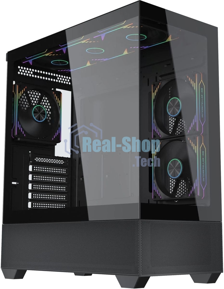 Компьютерный корпус Accord ACC-EL1B TG черный без БП ATX 2xUSB2.0 1xUSB3.1 audio