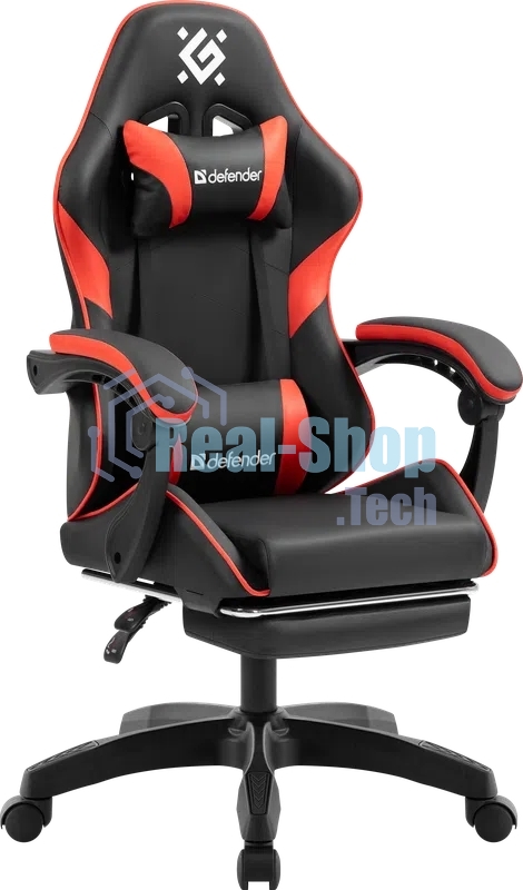 Кресло игровое Defender Serenity черный/красн,класс 2, PU,подножка