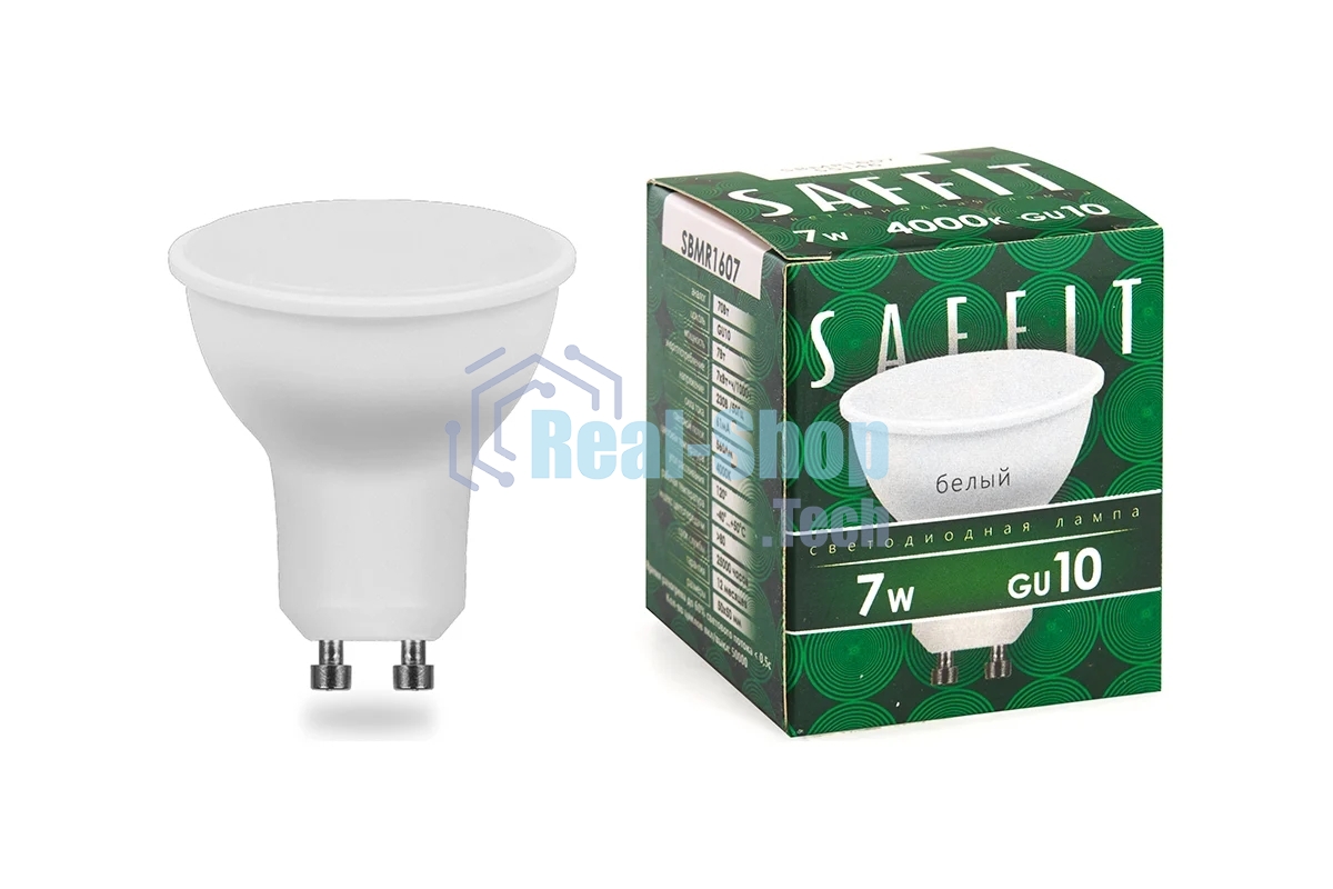 Лампа светодиодная SAFFIT SBMR1607 (55146) 7Вт 230В GU10 белый