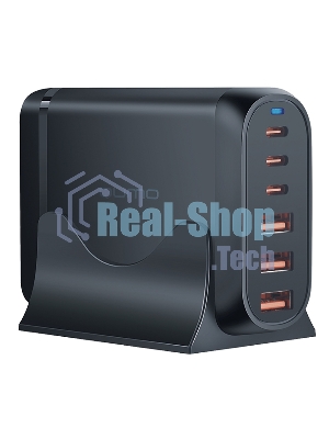 Сетевое зарядное устройство Qumo Energy Charger GaN PD 120 Вт, 3 USB-A + 3 USB Type-C,(0120), черный