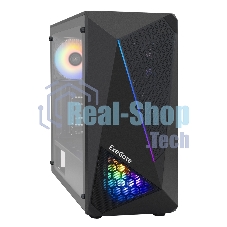 Компьютерный корпус Miditower ExeGate EVO-8225-NPX600 (ATX, БП 600NPX с вент. 12см, 2хUSB+1хUSB 3.0, черный, 2 вент. с RGb подсветкой и полоса на передней панели, боковая панель - закаленное стекло)