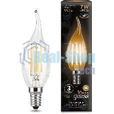 Лампа светодиодная Gauss Filament 7Вт цок.: E14 свеча 220B св. свеч. белый теп. CF35 (упак.: 10 шт) (104801107)